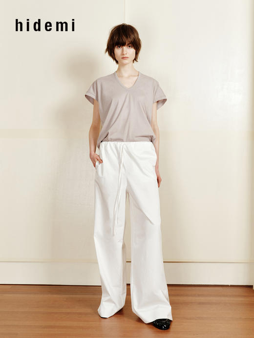 hidemi副线小h 全棉松弛感简约抽绳直筒长裤休闲裤 商品图8
