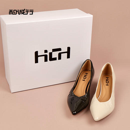 和诚行2026春季新款软底不累脚气质通勤牛皮尖头中跟浅口单鞋0210319 商品图2
