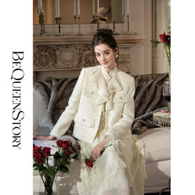 【孤品样衣，不退不换】【暮雪苍兰】轻奢羊毛混纺重工定制珠片V领正肩小香风外套