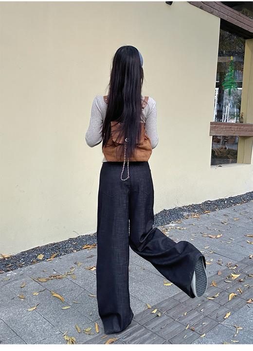 【YW】无忧购春季新款时尚百搭显瘦复古弯刀阔腿裤女Q-A9077（截单后3-5天发货） 商品图13