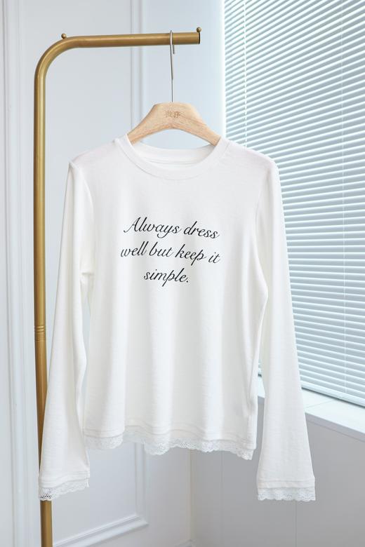 英文旋调|韩系蕾丝拼接T恤 商品图0