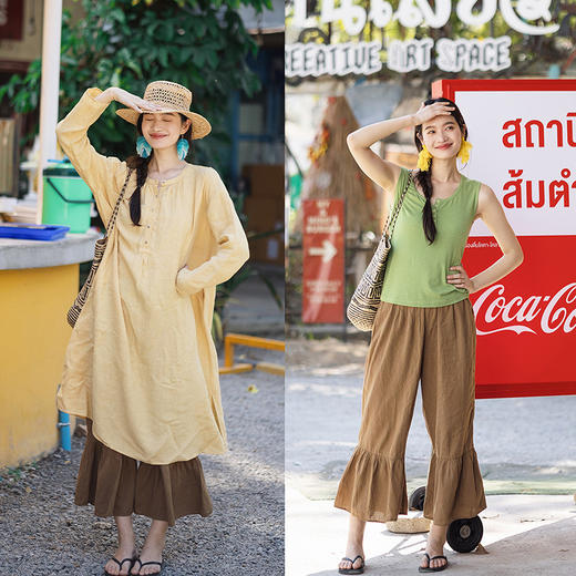 绽放152朵/马蹄裤·亚麻棉全腰松紧脚口花边打底裤女新款休闲裤 商品图3