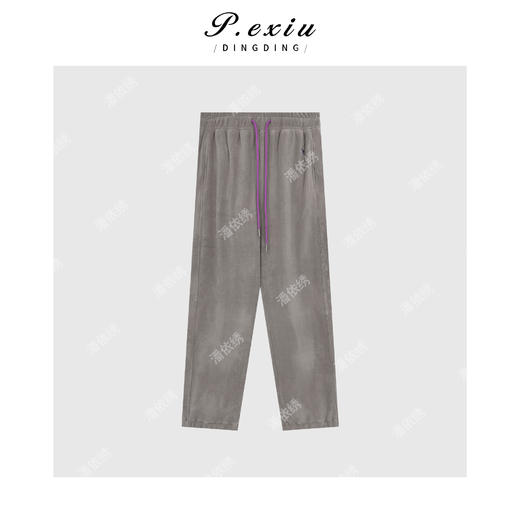 A008潘依绣丁丁宠粉简约风磨绒加厚休闲百搭抽绳卫裤 W-62605 商品图0