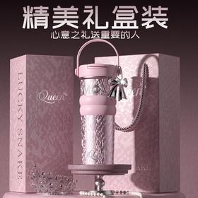 陶瓷双饮咖啡杯大容量高颜值带手提便携吸管礼品水杯