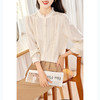 KQ-立领木耳边纯色桑蚕丝衬衫女士长袖文艺通勤简约气质百搭真丝上衣 商品缩略图2