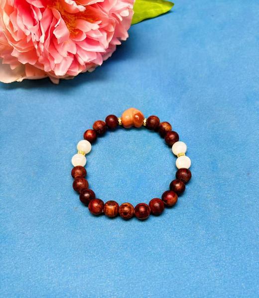 【降真香单圈手串】配粉水晶黄水晶玛瑙屁桃螺钿 直径0.8cm | 大梦香堂 商品图3