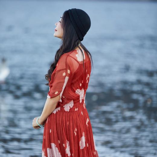 【林栖设计小店】浮云逸然|桑蚕丝鱼子缬印花优雅多色2026夏新款连衣裙两件套1962037 商品图5