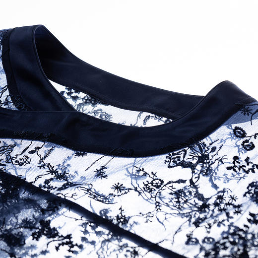 【林栖设计小店】浮花芳意|蓝色绣花肌理感新中式2026夏新款衬衣两件套1962118 商品图1