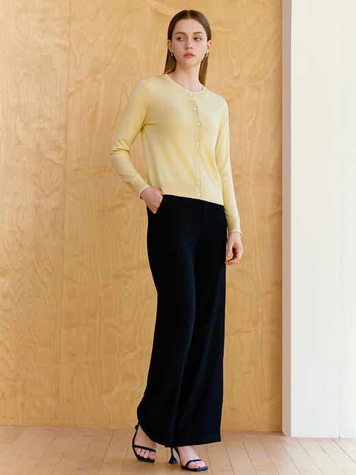 【圆领针织开衫】26年春夏新品女士撞色棉质开衫外套 商品图2