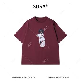 SDSA男装2026新款潮牌趣味风短袖t恤空手道狗狗印花宽松半袖上衣