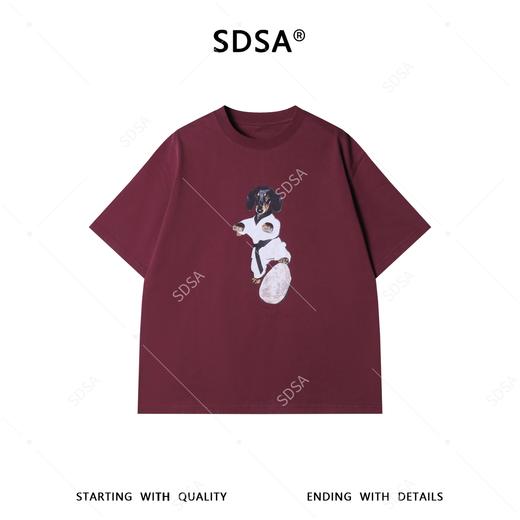 SDSA男装2026新款潮牌趣味风短袖t恤空手道狗狗印花宽松半袖上衣 商品图0