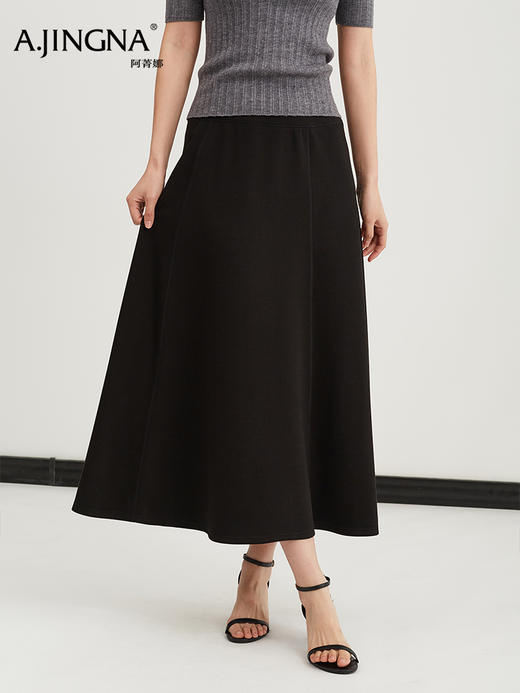 【Lu系高端】阿菁娜春季新款春秋新款Lu系高端面料半身裙桑蚕丝绵羊毛混纺微弹亲肤如第二层肌肤F31C213003 商品图3