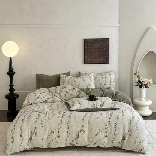 MK轻奢时尚黑金礼盒装A类水洗亚麻舒适四件套12色可选双人床单被套枕套 商品图1