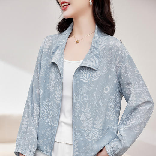 KQ-薄款防晒外套女春季新款时尚国风休闲桑蚕丝长袖上衣 商品图2