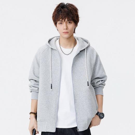 【DSL】大依优型大码男装连帽开衫卫衣简约宽松百搭运动加肥加大码上衣 商品图3