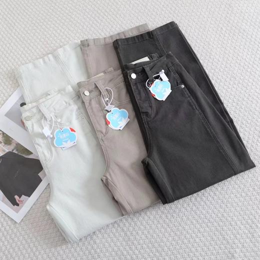 F022722日系工装牛仔裤女春季显瘦宽松阔腿裤微弯刀休闲裤 商品图0