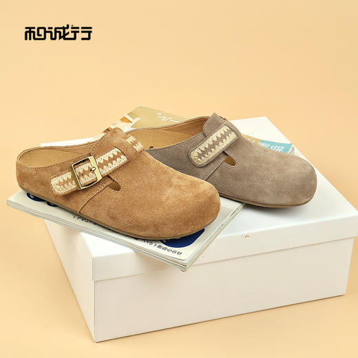 和诚行2026春季新款复古包头可外穿休闲勃肯拖鞋2150004 商品图2