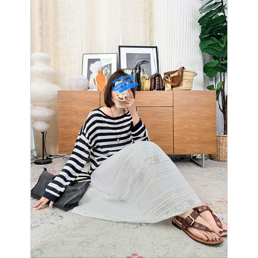 【贝拉推荐】灵魂契合 100%全棉白色A字半裙 蕾丝刺绣法式混搭 波西米亚风格度假日常都合适 橡筋腰头不挑身材 商品图4