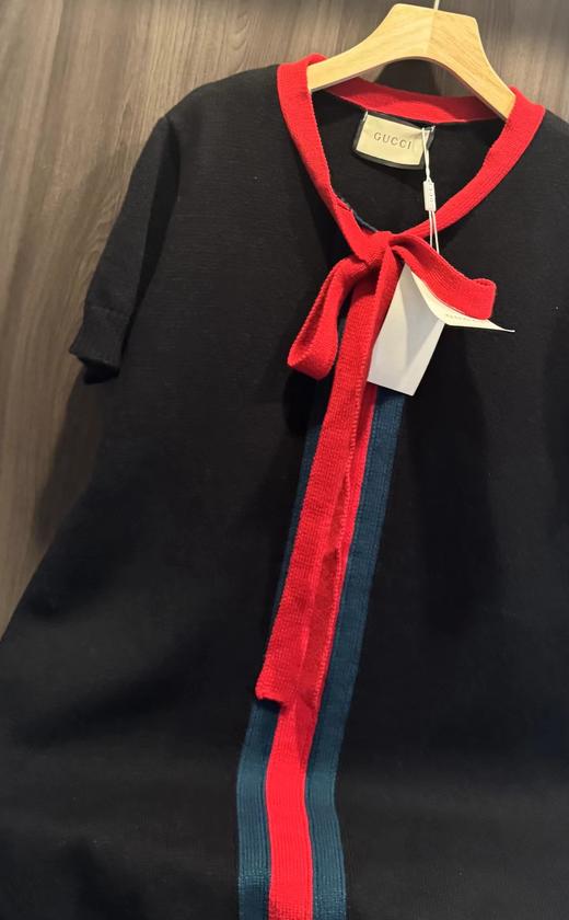 F022797春夏新款学院风撞色蝴蝶结系带polo连衣裙 商品图12