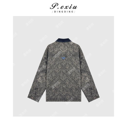 A008潘依绣丁丁宠粉高级感复古豹纹灯芯绒拼接牛仔外套 85539 商品图1