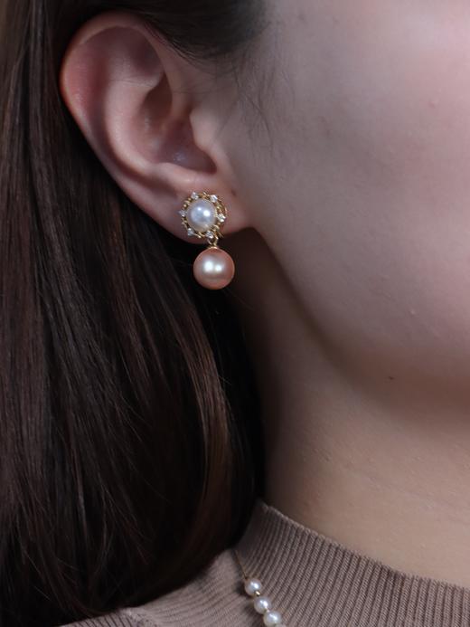 【挚友限定】太阳花-18K金爱迪生珍珠耳夹（11-12mm曼塔玫瑰色） 商品图4