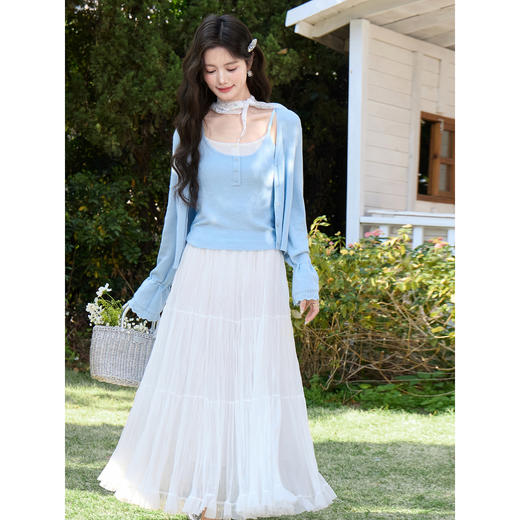 鹿向南「海盐气泡」法式浅蓝色针织衫开衫外套显瘦上衣女春季新款 商品图2