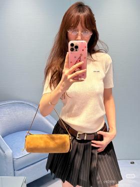 缪缪 最新款 米白色短袖针织POLO衫（MM）