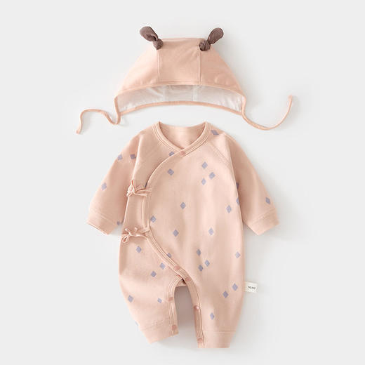 新生儿蝴蝶衣送帽子婴儿连体衣哈衣春秋纯棉初生和尚服爬服宝宝 商品图0