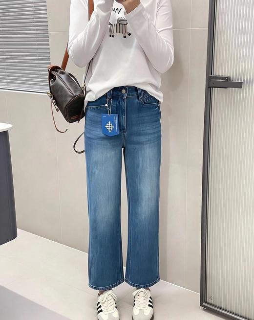 F022723四面弹雪醋酸浅色牛仔裤显瘦显腿直法棍裤女小个子九分直筒裤 商品图8