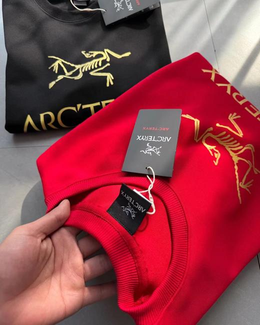 F022751早春红圆领落肩宽松款圆领卫衣男女皆可穿 商品图5