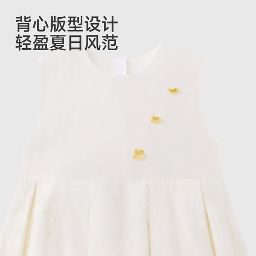 【高定系列】英氏儿童连衣裙女童夏季薄款背心裙米白刺绣公主裙 商品图2