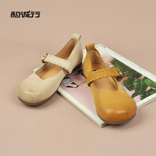 和诚行2026春季新款复古圆头编织一字扣带玛丽珍浅口休闲鞋0810279 商品图3