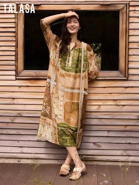 TALASA女装花鸟度假连衣裙22544L866