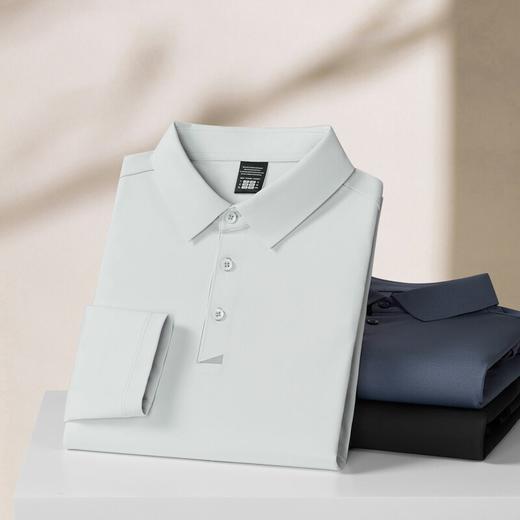 【DZP】大依优型大码男装长袖POLO衫商务休闲翻领免烫T恤上衣胖子300斤 商品图3