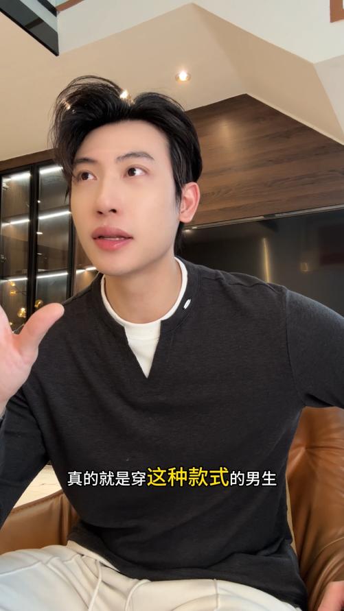 88171SDSA男装2026新款高贵轻奢潮牌时尚撞色假两件圆领长袖T恤百搭潮 商品图0