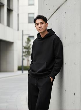 【智感连帽卫衣】400g男士2026春新品连帽套头卫衣套装上衣松弛老钱风减压无龄款