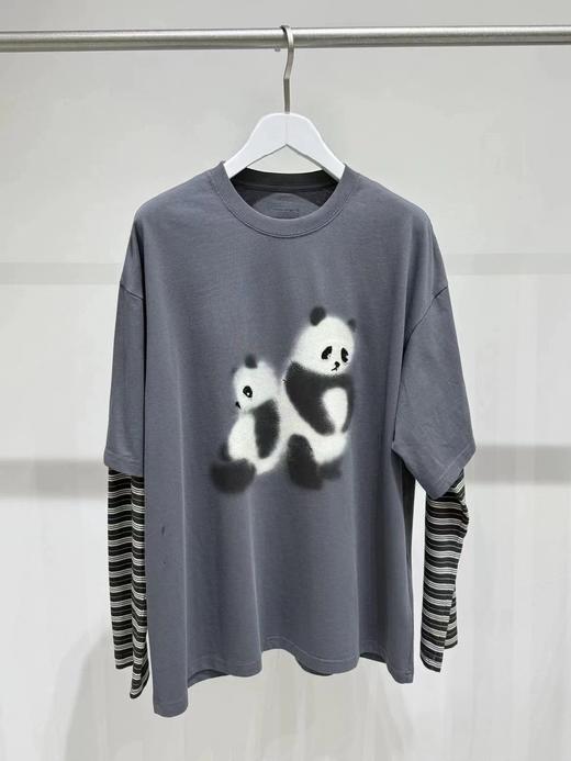 F022721新款伤心小熊条纹圆领休闲假两件套T恤 商品图4