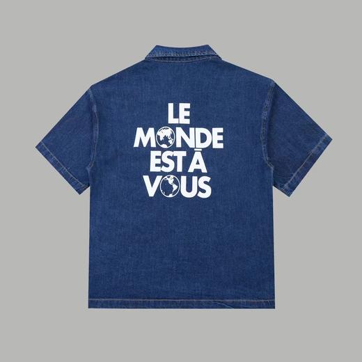 F022734早春新款后背植绒地球牛仔马甲衬衫 商品图1