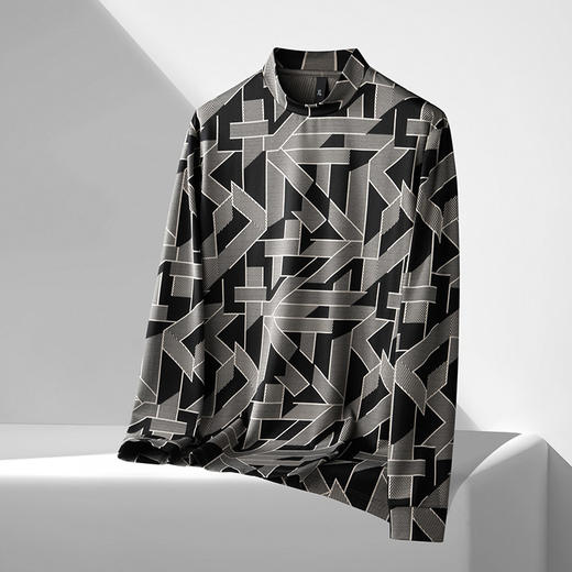 【DDS】大依优型大码男装春季高弹半高领卫衣时尚潮流百搭长袖T恤 商品图1