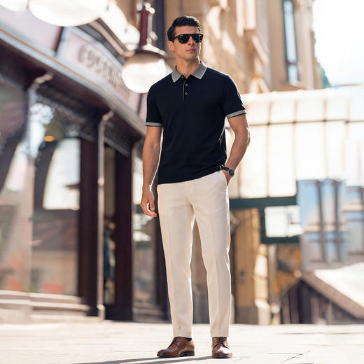 【DG】大依优型大码男装夏季翻领拼接色POLO衫短袖上衣棉质商务休闲T恤300斤 商品图1