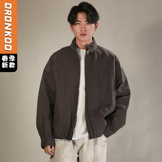 DRONKOO 2026 立领双层领口袋双钉扣前侧活页下摆内收中厚夹克 商品图0