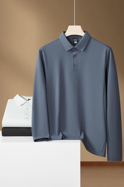 【DZP】大依优型大码男装长袖POLO衫商务休闲翻领免烫T恤上衣胖子300斤 商品图5