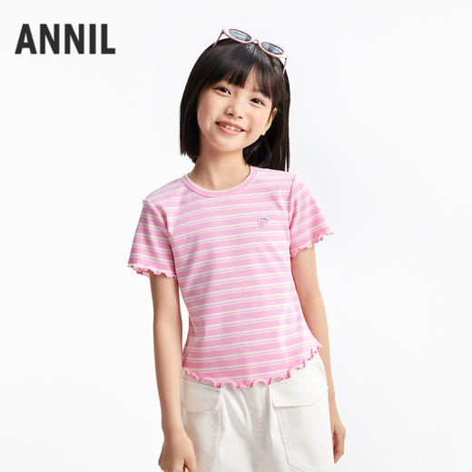 女童圆领短袖针织衫夏季新款安奈儿童装EG621713 商品图2