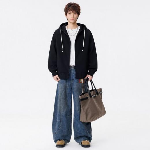 【DSL】大依优型大码男装连帽开衫卫衣简约宽松百搭运动加肥加大码上衣 商品图4