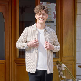 半身缘男装 春季舒适百搭条纹简约衬衫261312U01010235