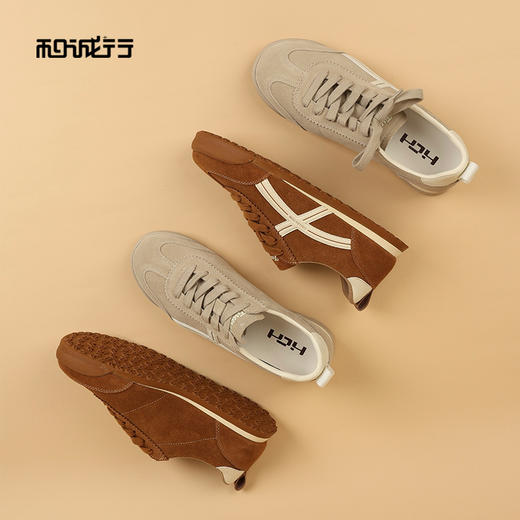 和诚行2026春季新款舒适百搭翻毛真皮复古德训男式休闲鞋0551273 商品图1