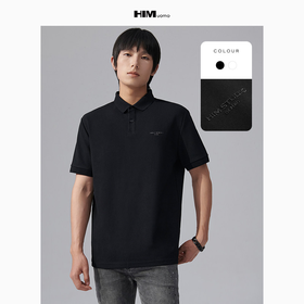 汉崇 时尚立体印花POLO男潮流休闲舒适短袖套头保罗衫2025夏季