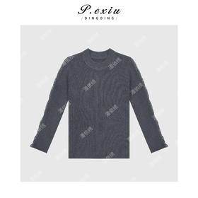 A008潘依绣丁丁宠粉设计款安迪绒袖子拼接蕾丝上衣 Q4569