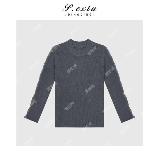 A008潘依绣丁丁宠粉设计款安迪绒袖子拼接蕾丝上衣 Q4569 商品图0