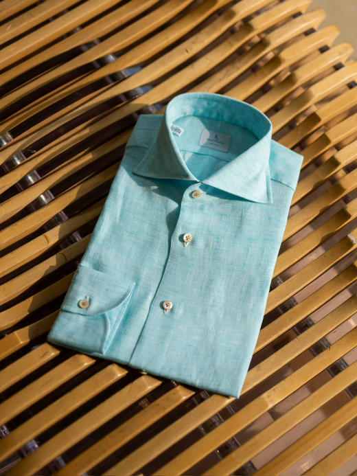 Avino 水绿色亚麻衬衫 商品图0